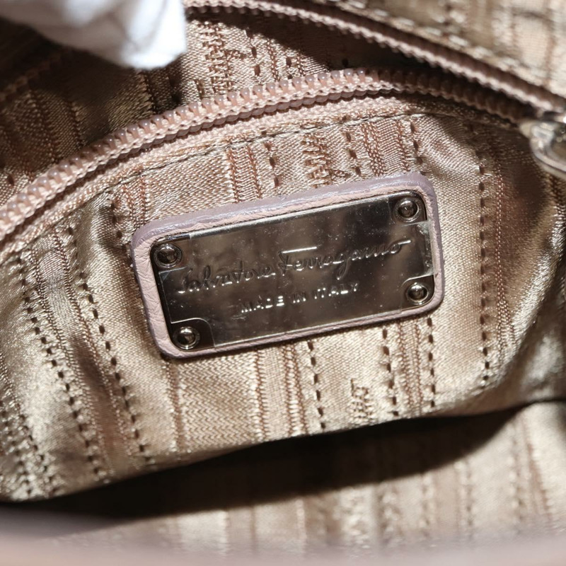 【日本直送】Salvatore Ferragamo Gancini Sophia 手提包 皮革 米色 銀色 正品 145498-17
