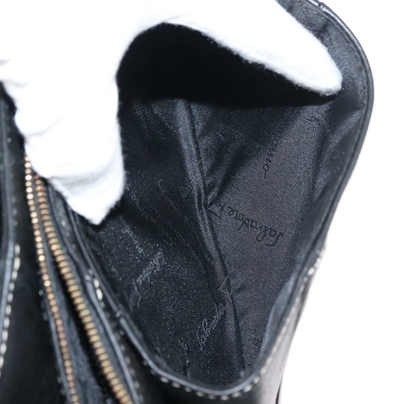 【日本直送】Salvatore Ferragamo Gancini 皮革肩背包 黑色 金色 正品 145502-18