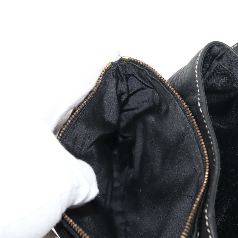 【日本直送】Salvatore Ferragamo Gancini 皮革肩背包 黑色 金色 正品 145502-20