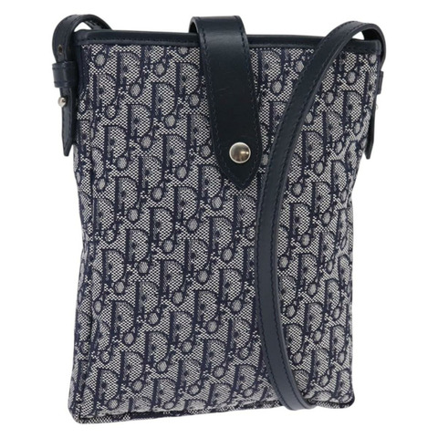 Christian Dior Trotter帆布肩背包 海軍藍 銀色 正品 145522