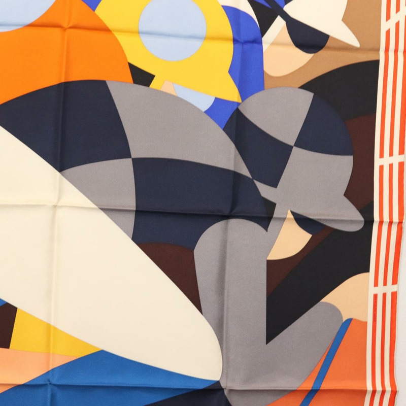 【日本直送】愛馬仕 Carre 90 絲巾 ""18-3-7"" 橙色 Auth 145562-6