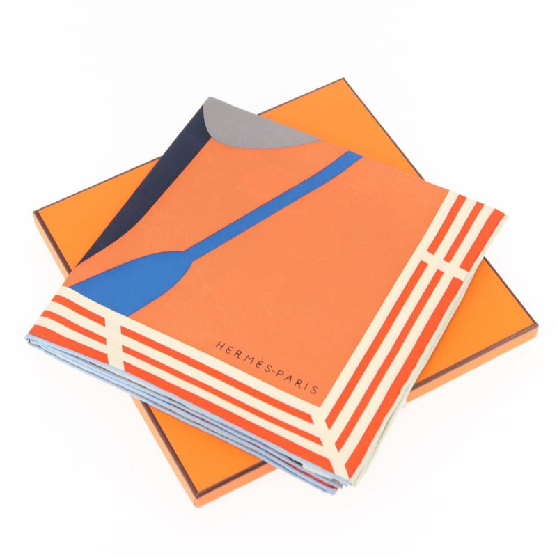 【日本直送】愛馬仕 Carre 90 絲巾 ""18-3-7"" 橙色 Auth 145562-11