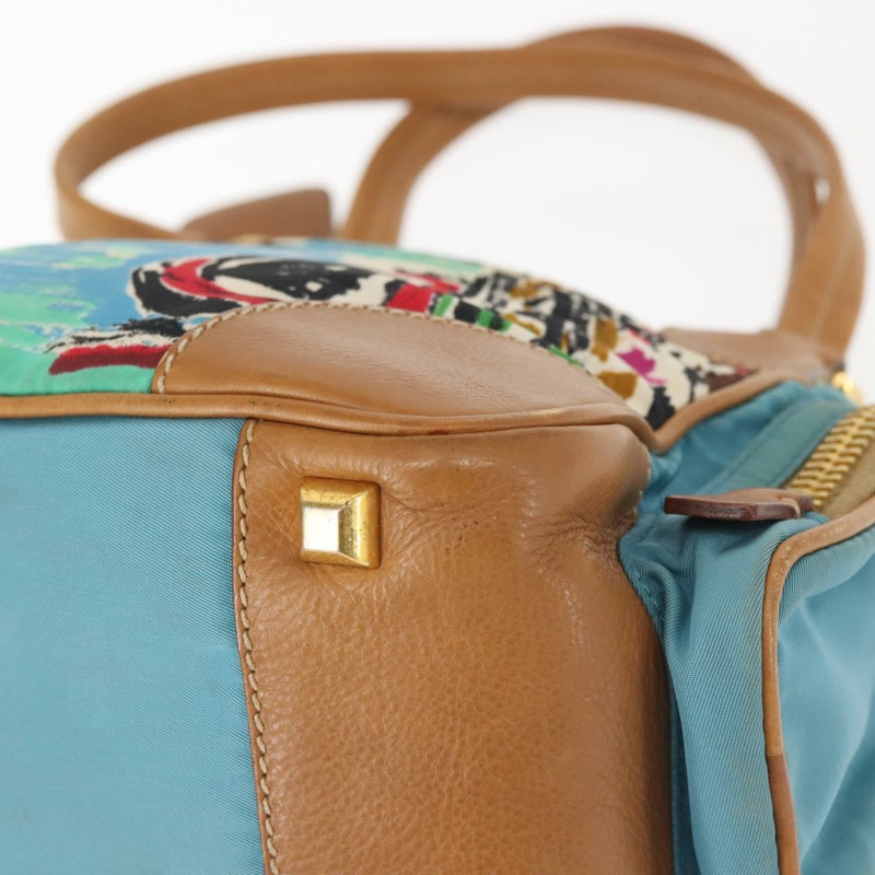 【日本直送】PRADA Venice 手提包 尼龍 淺藍色 金色 正品 145925-16