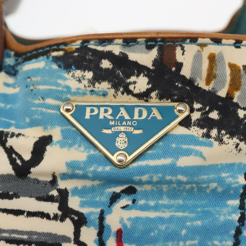 【日本直送】PRADA Venice 手提包 尼龍 淺藍色 金色 正品 145925-17