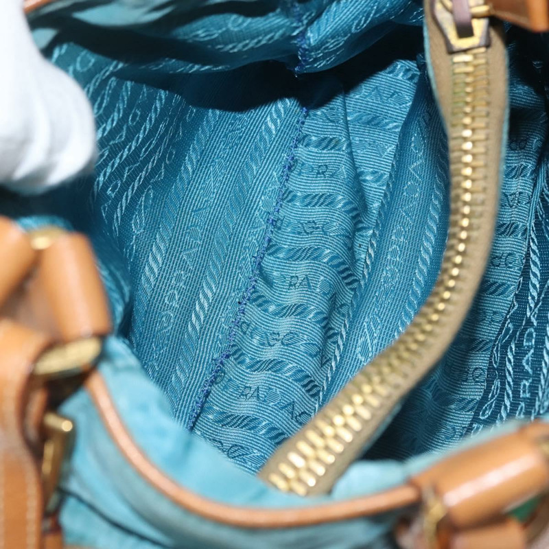 【日本直送】PRADA Venice 手提包 尼龍 淺藍色 金色 正品 145925-21