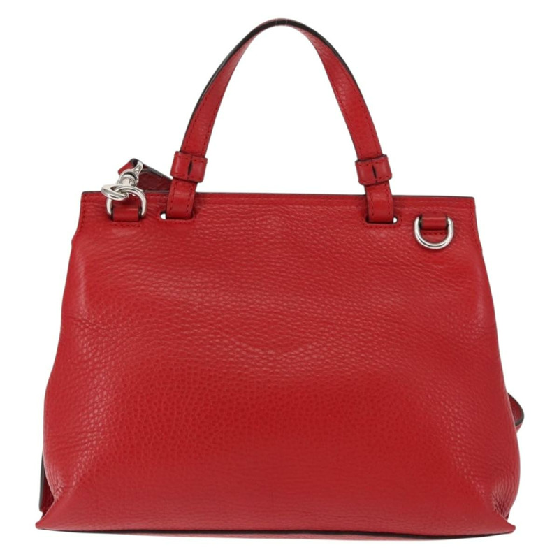 【日本直送】GUCCI 竹節手提包 皮革 兩用 紅色 銀色 370831 正品 145950-1