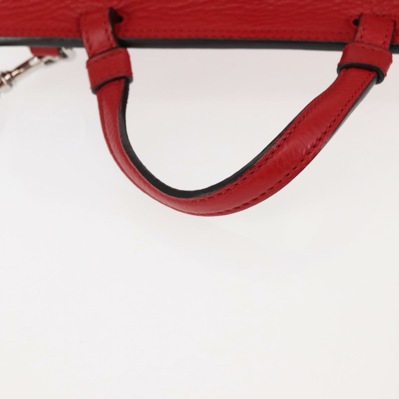 【日本直送】GUCCI 竹節手提包 皮革 兩用 紅色 銀色 370831 正品 145950-6