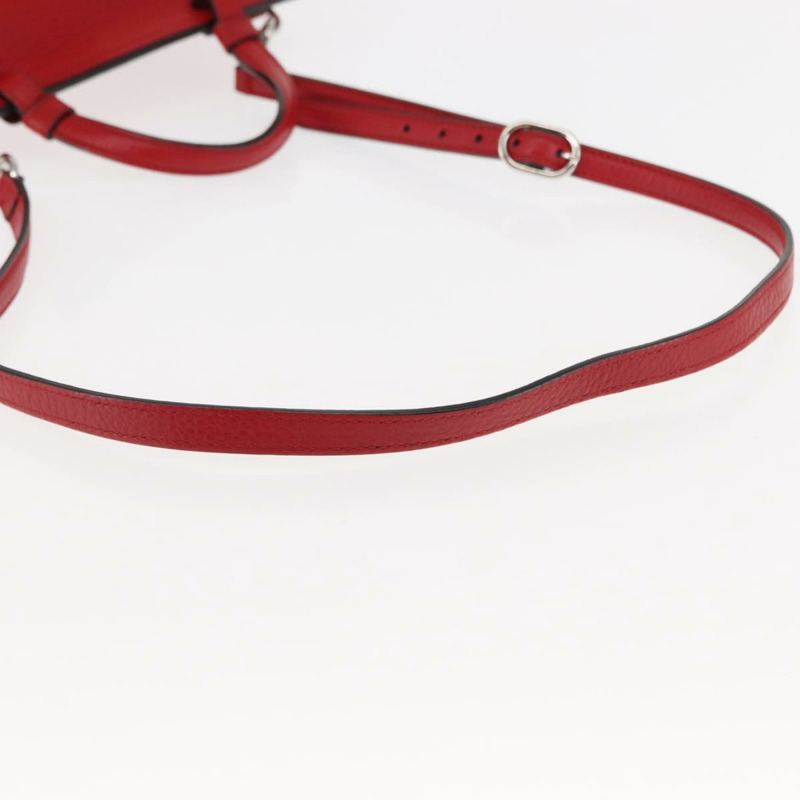 【日本直送】GUCCI 竹節手提包 皮革 兩用 紅色 銀色 370831 正品 145950-8