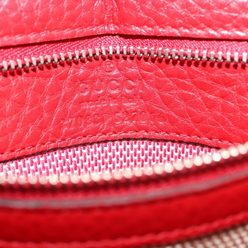 【日本直送】GUCCI 竹節手提包 皮革 兩用 紅色 銀色 370831 正品 145950-11