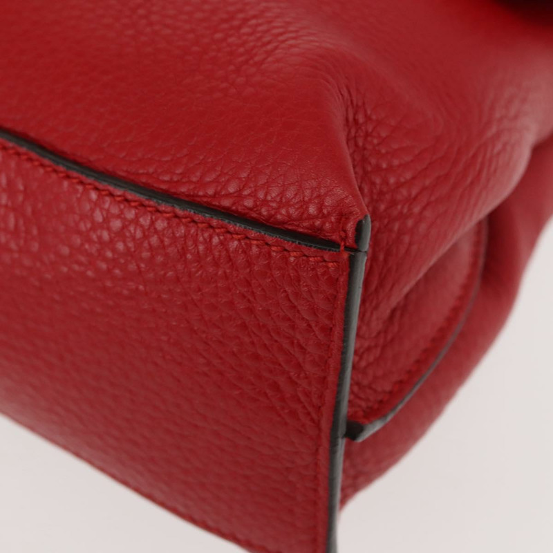 【日本直送】GUCCI 竹節手提包 皮革 兩用 紅色 銀色 370831 正品 145950-14