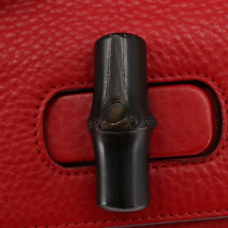 【日本直送】GUCCI 竹節手提包 皮革 兩用 紅色 銀色 370831 正品 145950-18
