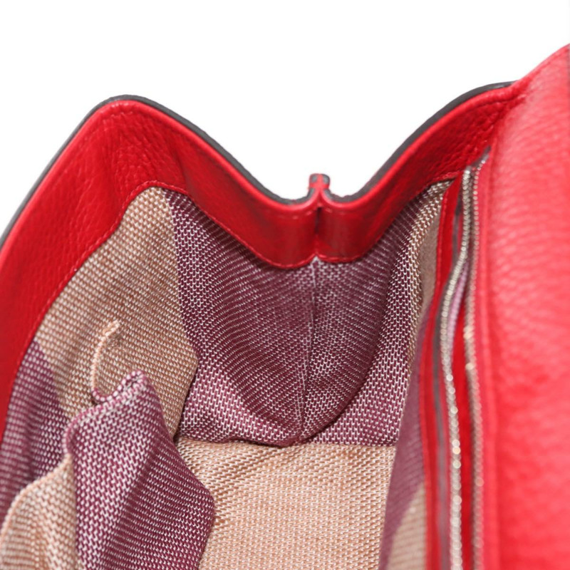 【日本直送】GUCCI 竹節手提包 皮革 兩用 紅色 銀色 370831 正品 145950-20