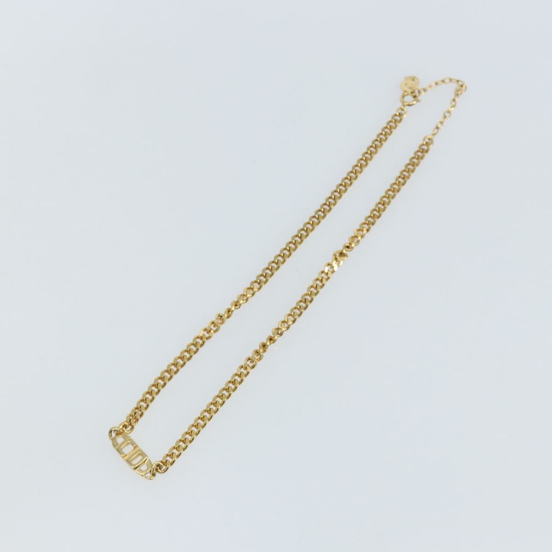 【日本直送】Christian Dior Curve Chain CD logo 項鍊 金屬金 Auth 146056-1