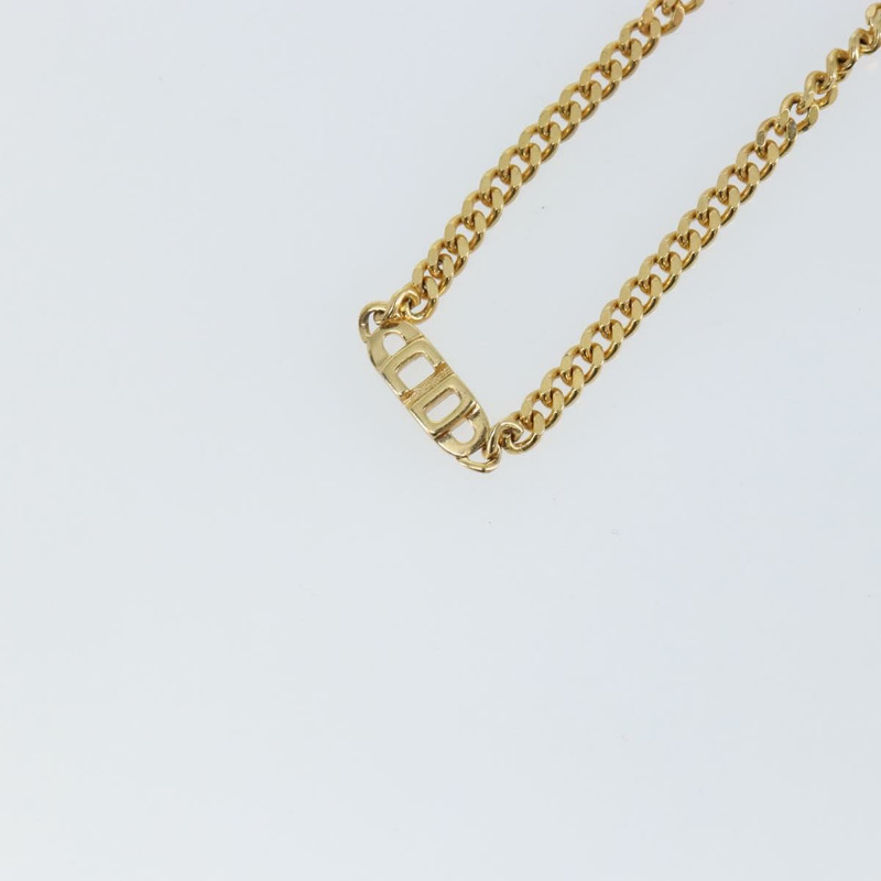 【日本直送】Christian Dior Curve Chain CD logo 項鍊 金屬金 Auth 146056-2
