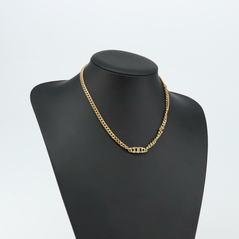 【日本直送】Christian Dior Curve Chain CD logo 項鍊 金屬金 Auth 146056-13