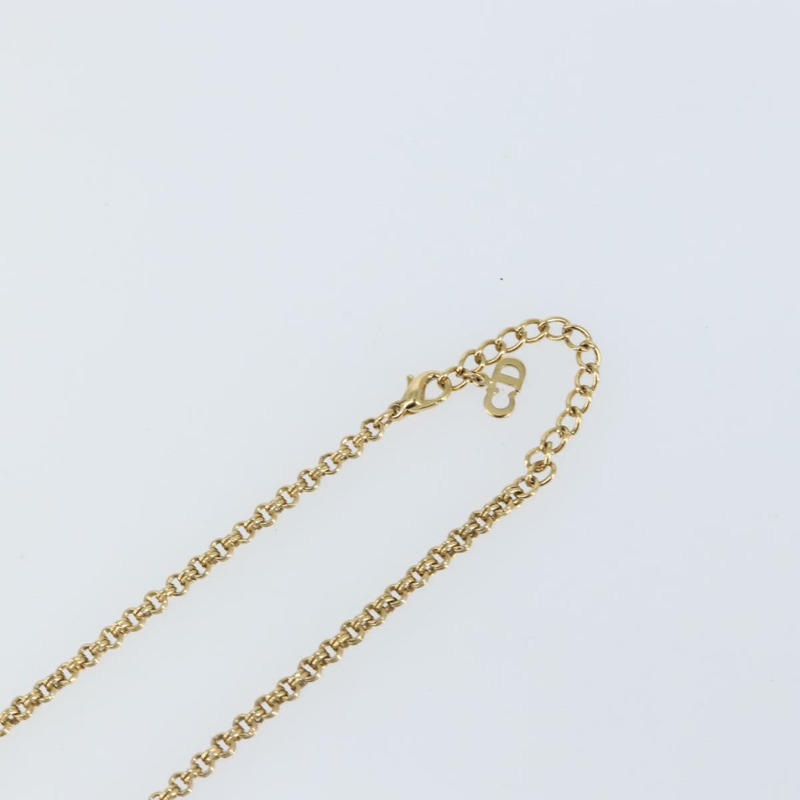 【日本直送】Christian Dior 鑲鑽 CD 標誌項鍊 金屬金 Auth 146055-5