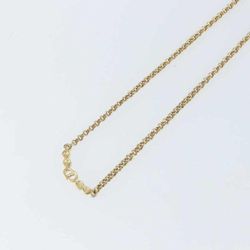 【日本直送】Christian Dior 鑲鑽 CD 標誌項鍊 金屬金 Auth 146055-9