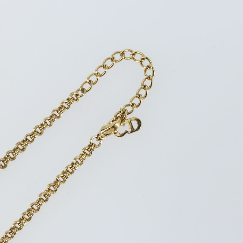 【日本直送】Christian Dior 鑲鑽 CD 標誌項鍊 金屬金 Auth 146055-12