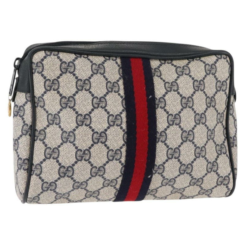 【日本直送】GUCCI GG Supreme Sherry Line 手拿包 紅色/海軍藍 63 01 012 Auth fm4879-0