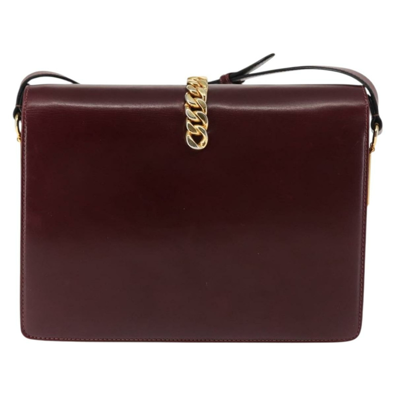 【日本直送】GUCCI 鏈條單肩包 皮革 波爾多金 Auth fm4893-1