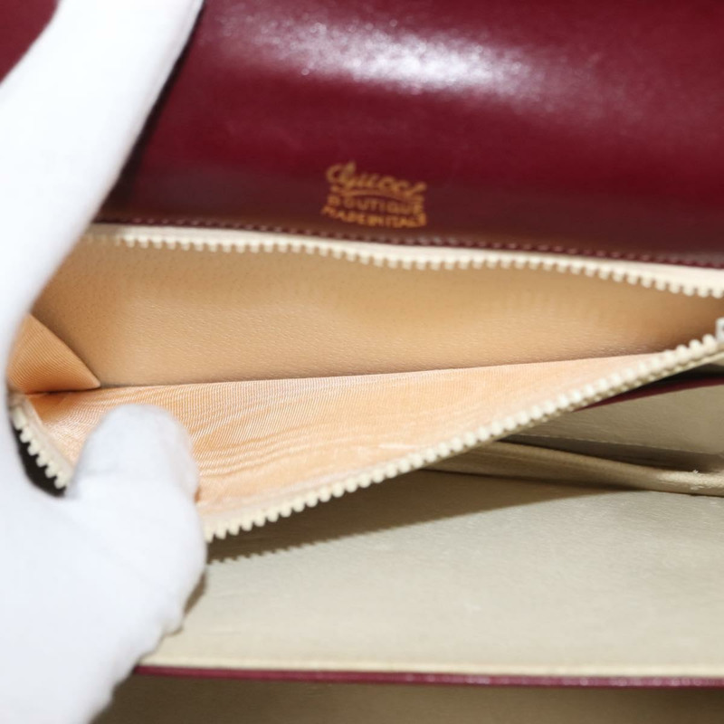 【日本直送】GUCCI 鏈條單肩包 皮革 波爾多金 Auth fm4893-11