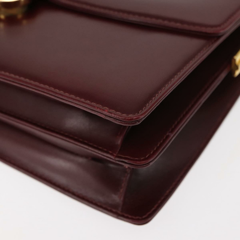 【日本直送】GUCCI 鏈條單肩包 皮革 波爾多金 Auth fm4893-14