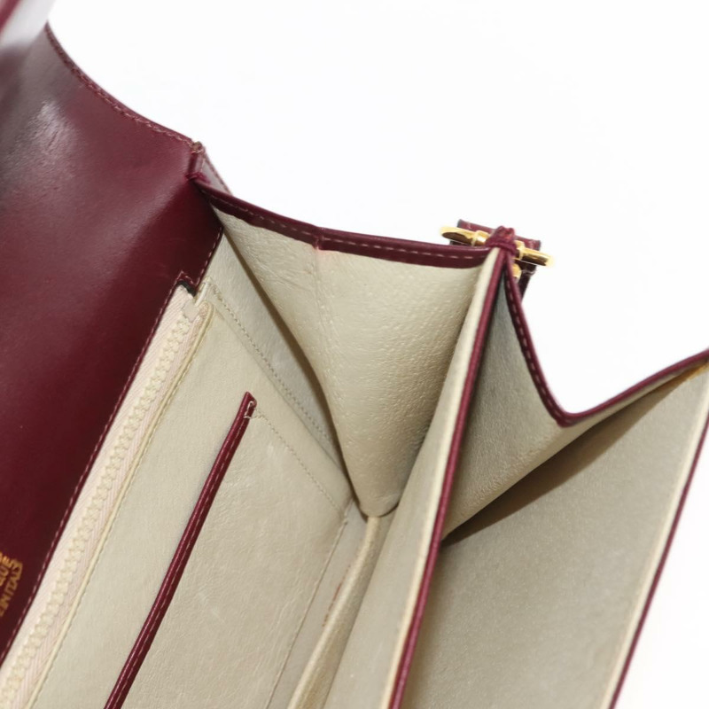 【日本直送】GUCCI 鏈條單肩包 皮革 波爾多金 Auth fm4893-21