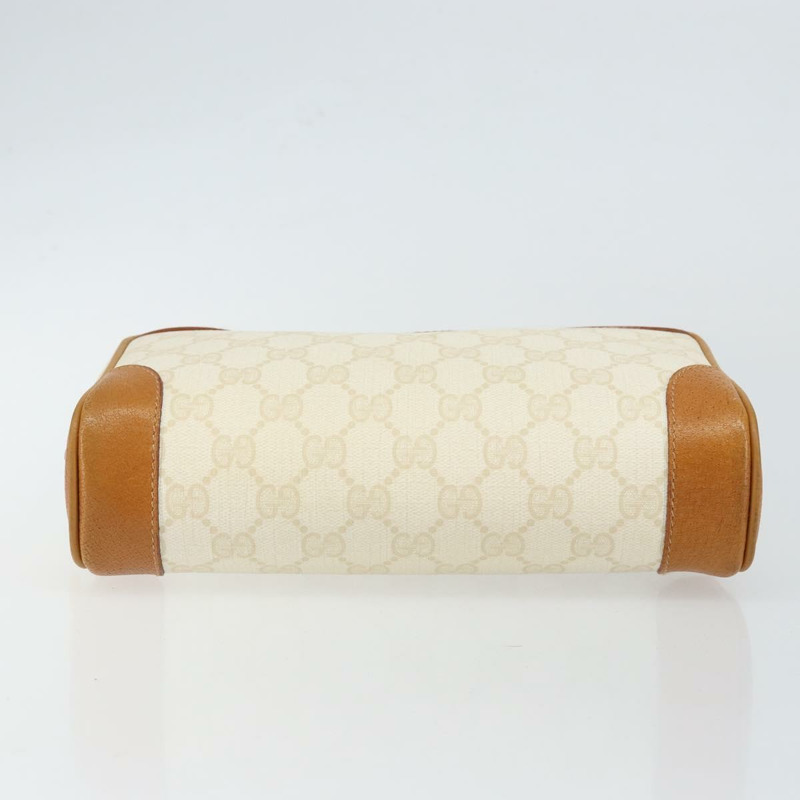 【日本直送】GUCCI GG帆布手拿包 白色金色 正品 145972-5