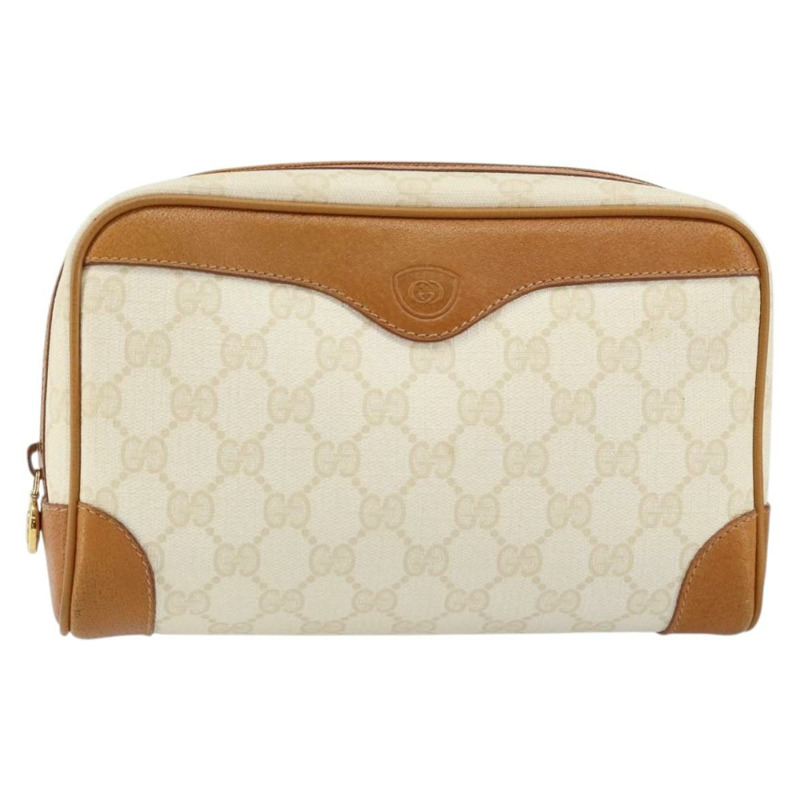 【日本直送】GUCCI GG帆布手拿包 白色金色 正品 145972-12