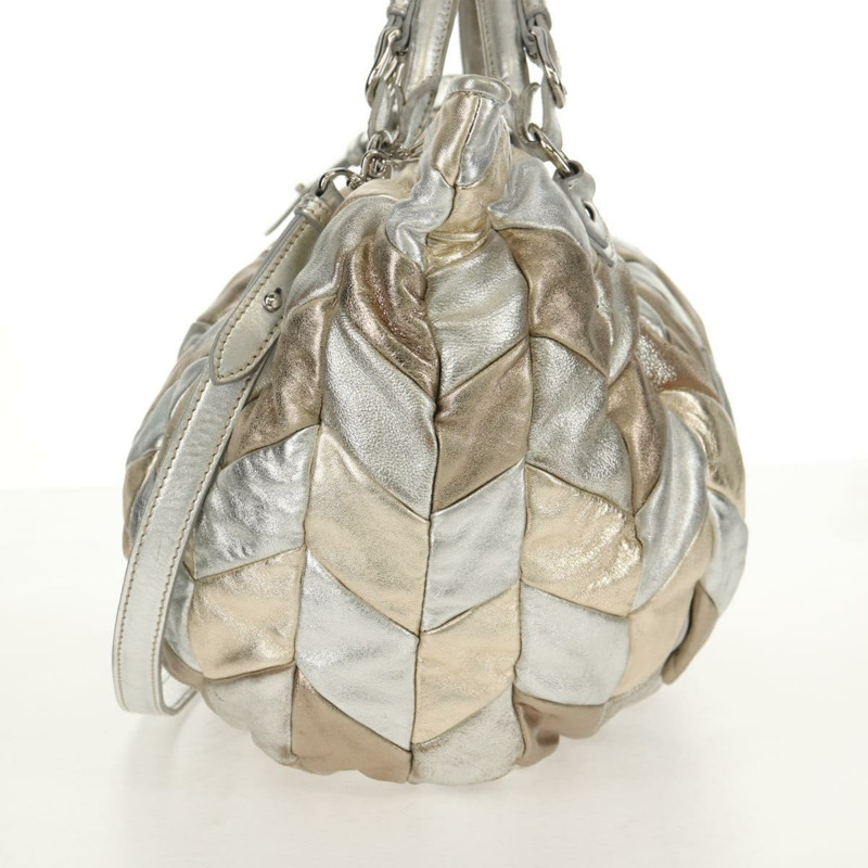 【日本直送】Miu Miu 手提包 皮革 兩用 香檳金銀色 正品 146159-3