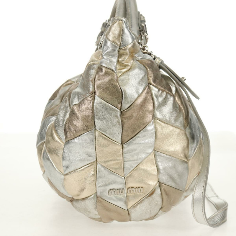 【日本直送】Miu Miu 手提包 皮革 兩用 香檳金銀色 正品 146159-4