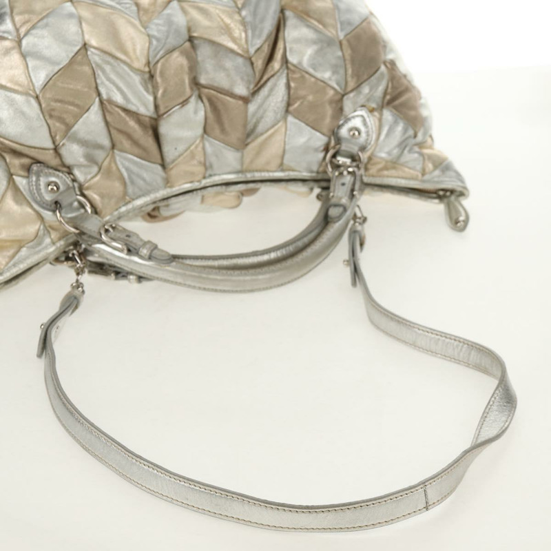 【日本直送】Miu Miu 手提包 皮革 兩用 香檳金銀色 正品 146159-7