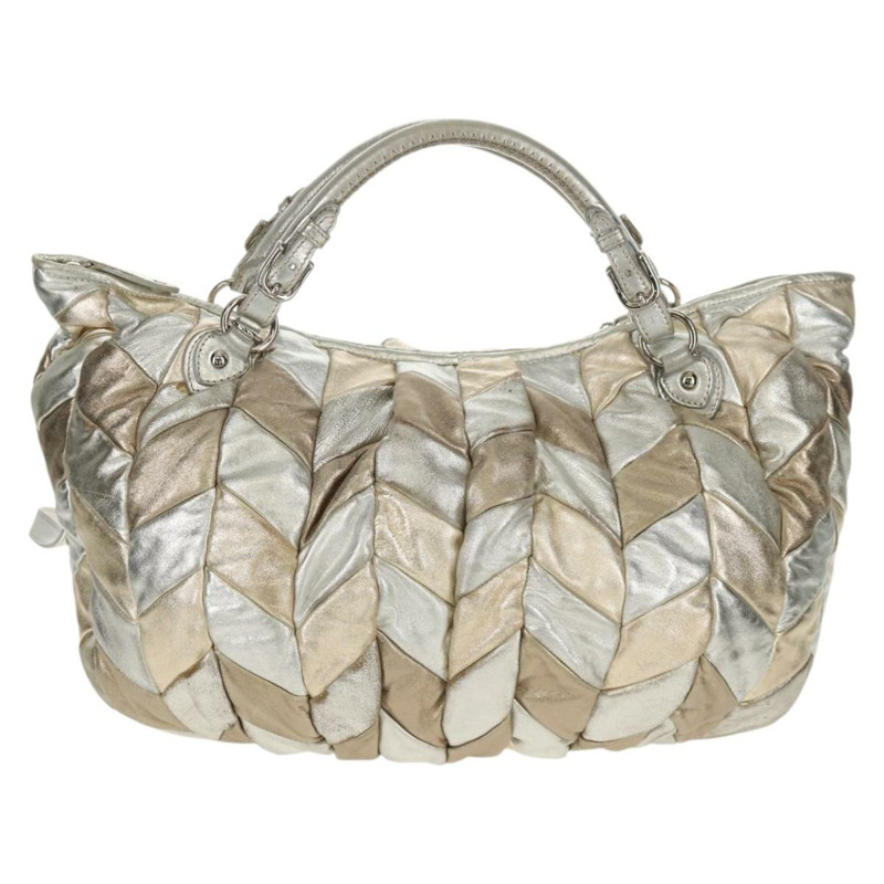 【日本直送】Miu Miu 手提包 皮革 兩用 香檳金銀色 正品 146159-12