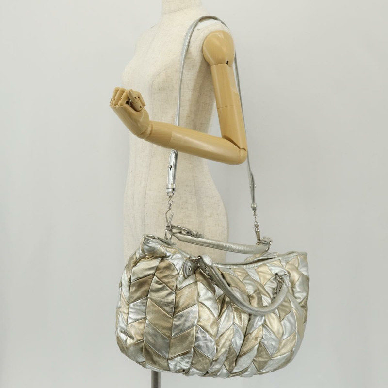 【日本直送】Miu Miu 手提包 皮革 兩用 香檳金銀色 正品 146159-27