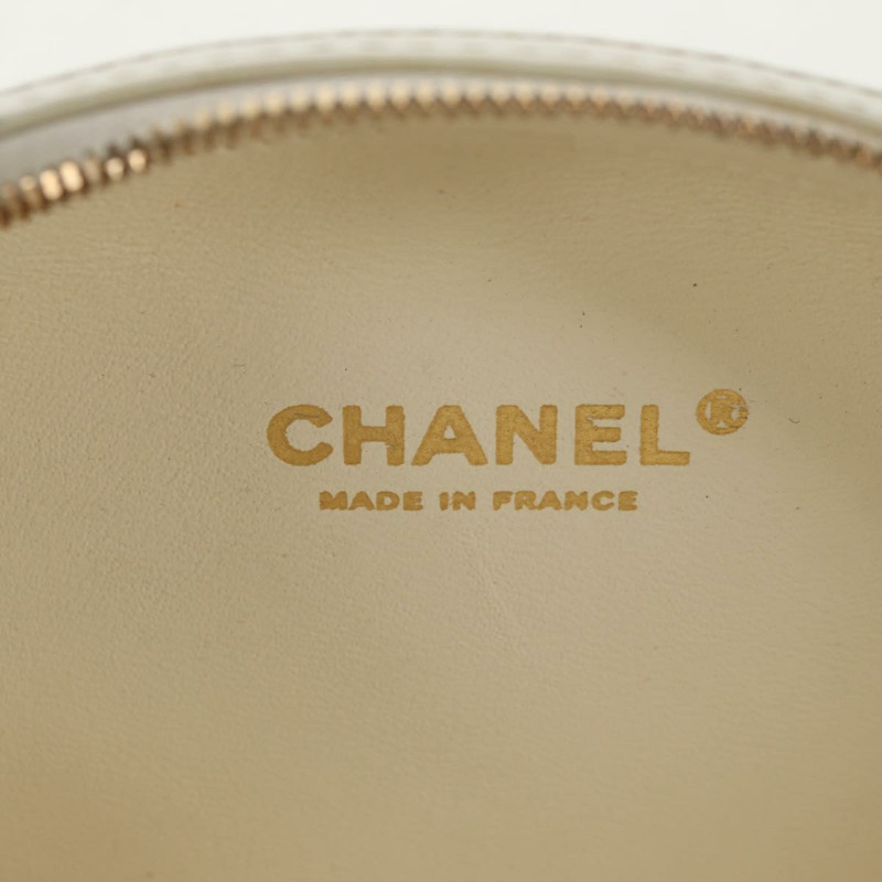 【日本直送】香奈兒 V 字縫線鏈單肩包 白色皮革 金色 CC 標誌 Auth 146360A-20