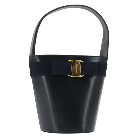 Salvatore Ferragamo Vala 單肩包 皮革 海軍藍 金色 正品 bs29928