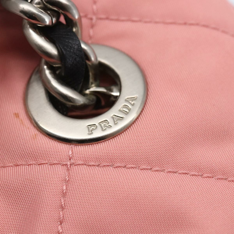 【日本直送】PRADA 絎縫鏈條手提包 尼龍 粉紅色 銀色 正品 146334-8