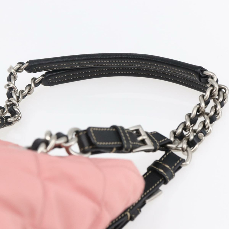 【日本直送】PRADA 絎縫鏈條手提包 尼龍 粉紅色 銀色 正品 146334-13