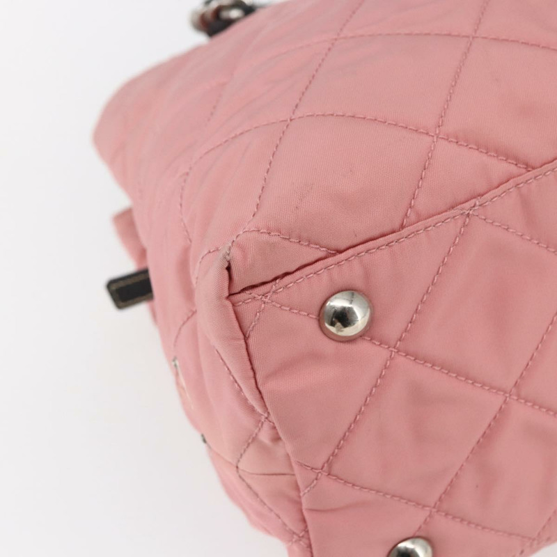 【日本直送】PRADA 絎縫鏈條手提包 尼龍 粉紅色 銀色 正品 146334-14