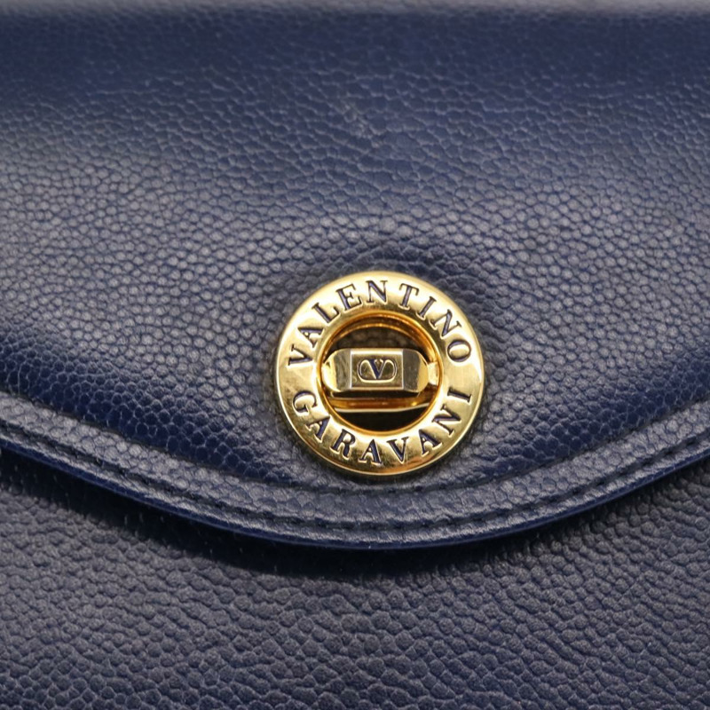 【日本直送】VALENTINO 皮革雙肩包 藍色金色 Auth bs29911-18