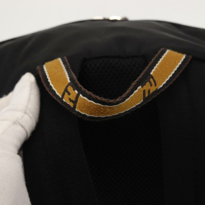 【日本直送】FENDI Zucca帆布雙肩包 黑色 銀色 Auth hk3119-6