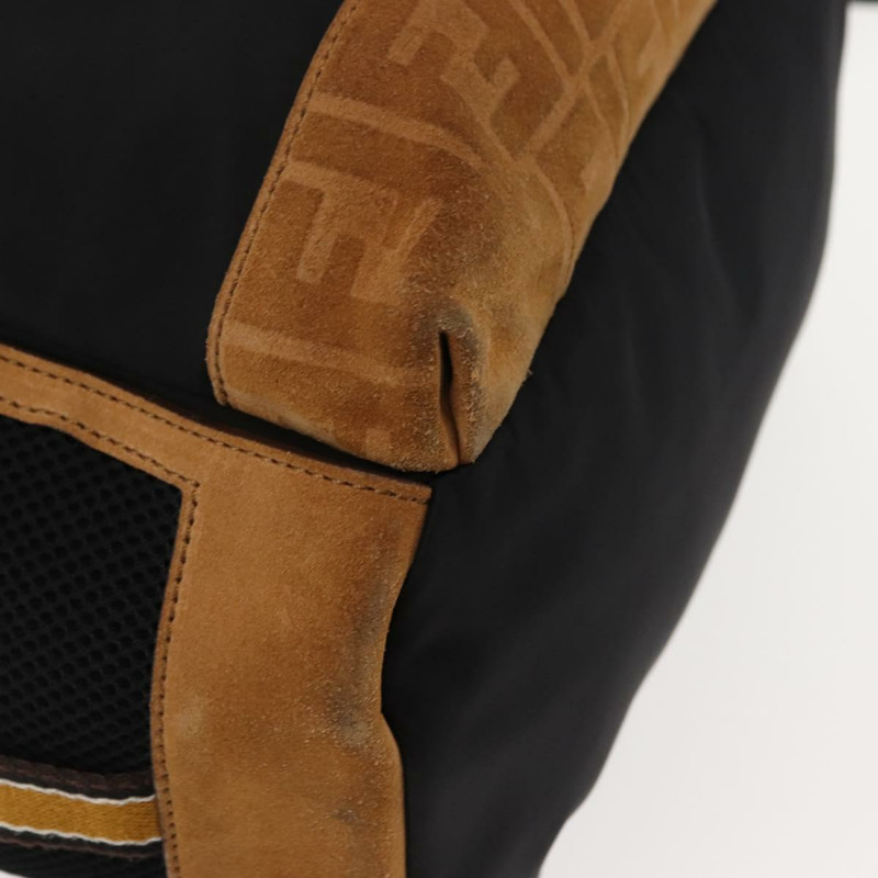 【日本直送】FENDI Zucca帆布雙肩包 黑色 銀色 Auth hk3119-9