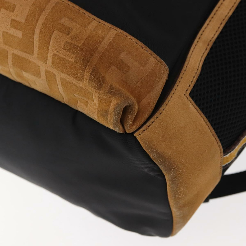 【日本直送】FENDI Zucca帆布雙肩包 黑色 銀色 Auth hk3119-14