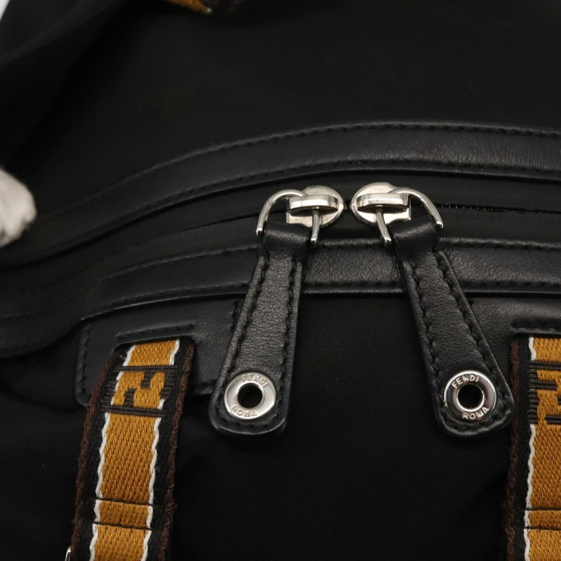 【日本直送】FENDI Zucca帆布雙肩包 黑色 銀色 Auth hk3119-17