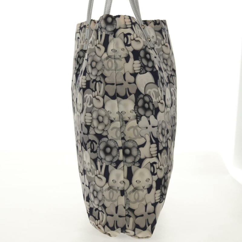 【日本直送】香奈兒 COCO 標誌手提包 尼龍 海軍藍 灰色 CC 正品 145888A-2