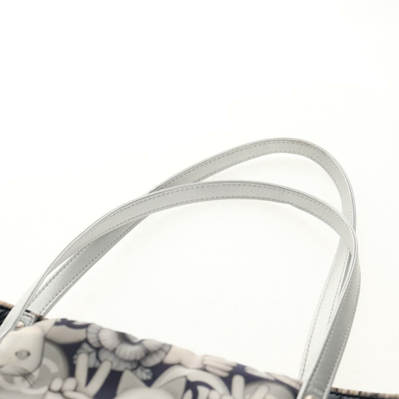 【日本直送】香奈兒 COCO 標誌手提包 尼龍 海軍藍 灰色 CC 正品 145888A-13