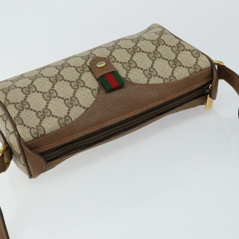 【日本直送】GUCCI GG Supreme Web Sherry Line 手提包 PVC 米色 金色 89 02 018 正品 145882-5