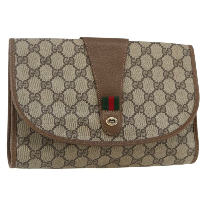 【日本直送】GUCCI GG Supreme Web Sherry Line 手拿包 PVC 米色 紅色 89 01 030 正品 145877-0