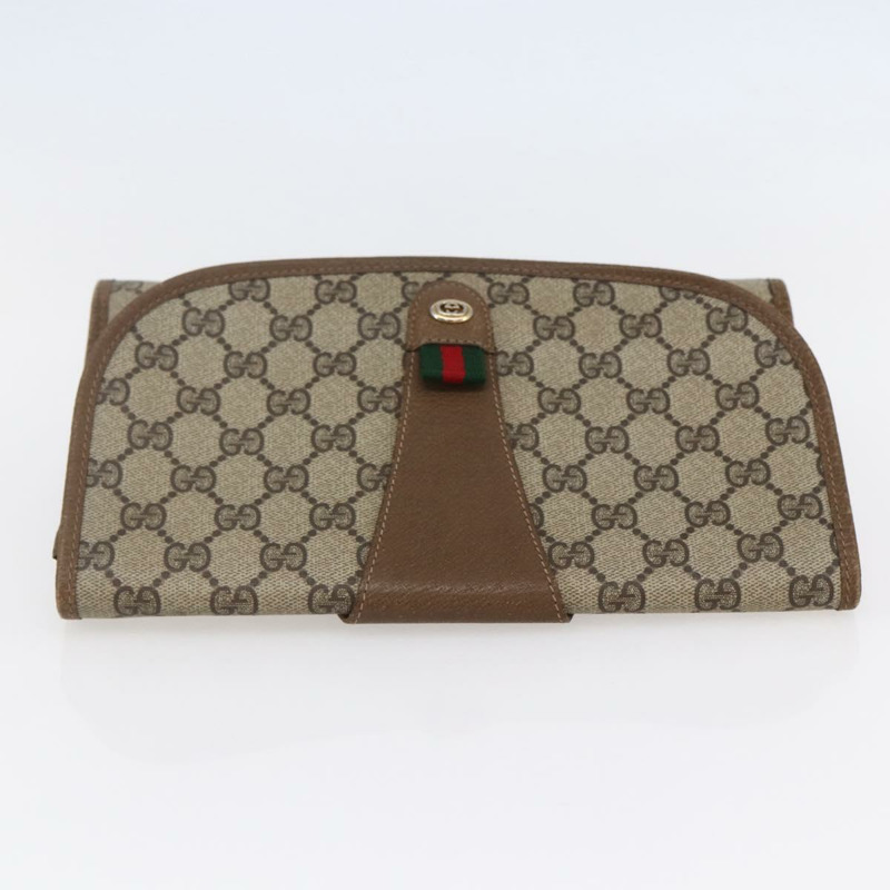 【日本直送】GUCCI GG Supreme Web Sherry Line 手拿包 PVC 米色 紅色 89 01 030 正品 145877-4