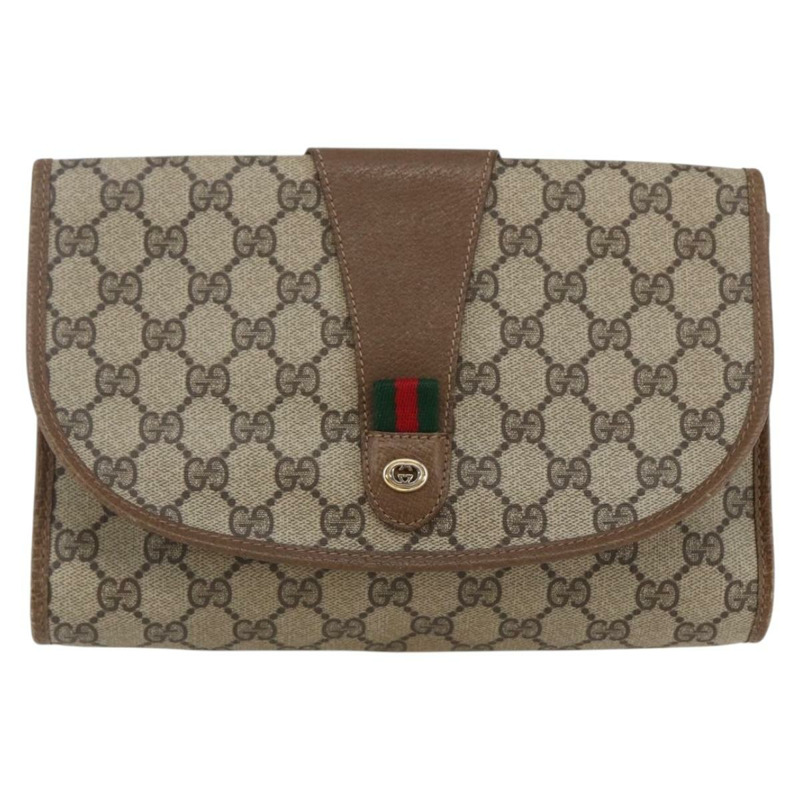 【日本直送】GUCCI GG Supreme Web Sherry Line 手拿包 PVC 米色 紅色 89 01 030 正品 145877-12